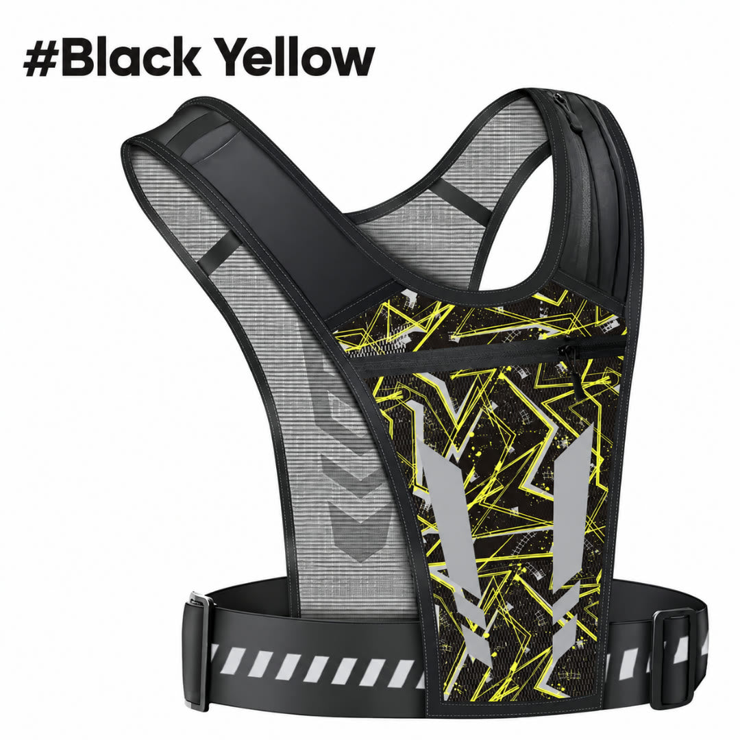 NIGHTSTRIDE reflective running vest, Black Yellow