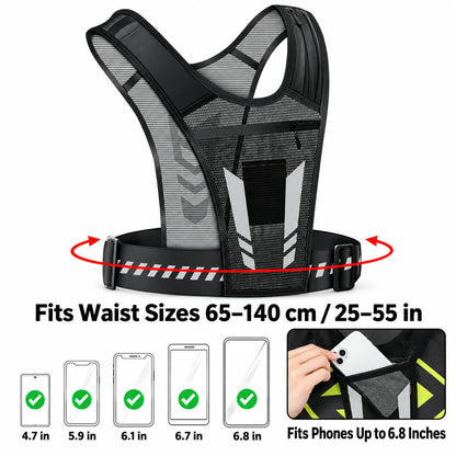 Fits waist sizes 65-140 cm and phones up to 6.8 inches