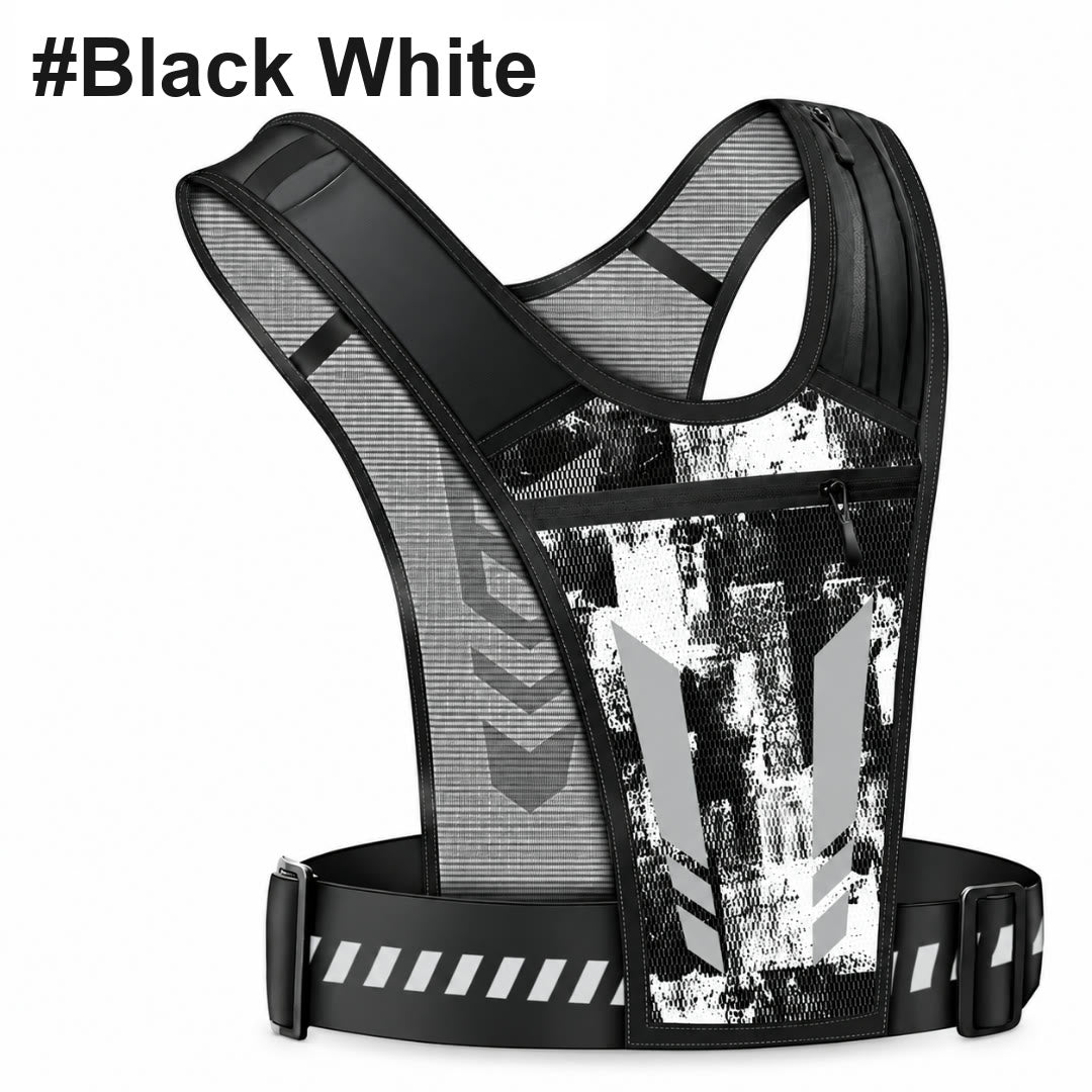 NIGHTSTRIDE reflective running vest, Black White