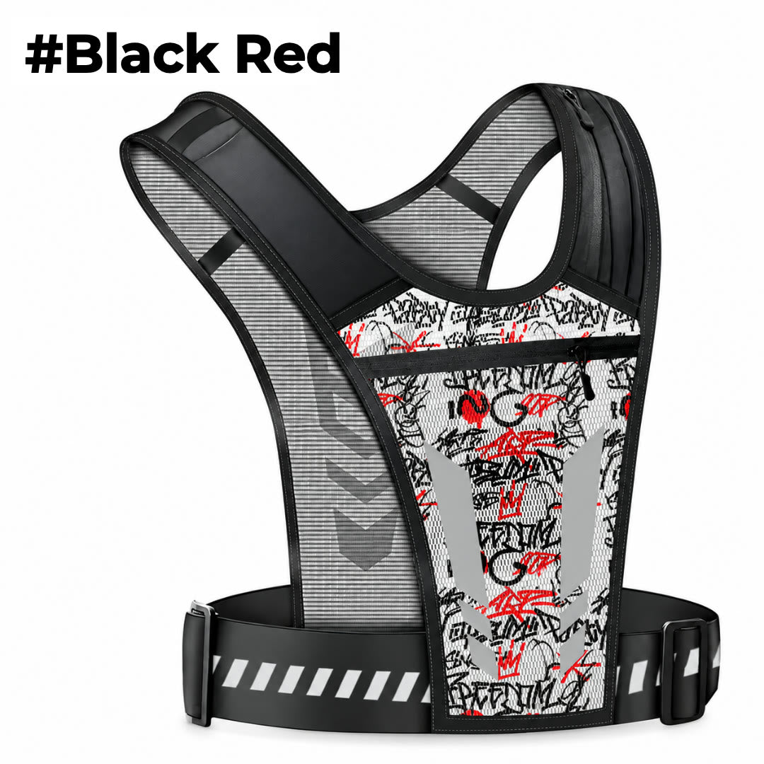 NIGHTSTRIDE reflective running vest, Black Red